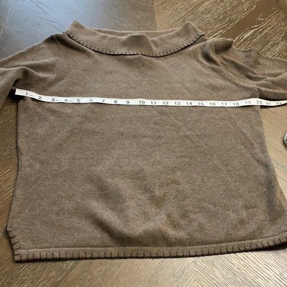 Rafaella brown scoop neckline long sleeve pullover woven knit sweater - Picture 14 of 16